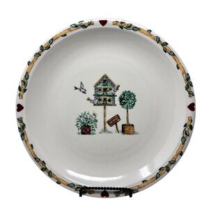 Thomson Pottery Birdhouse 12” Chop Plate Heart & Vine Border Serving Plate